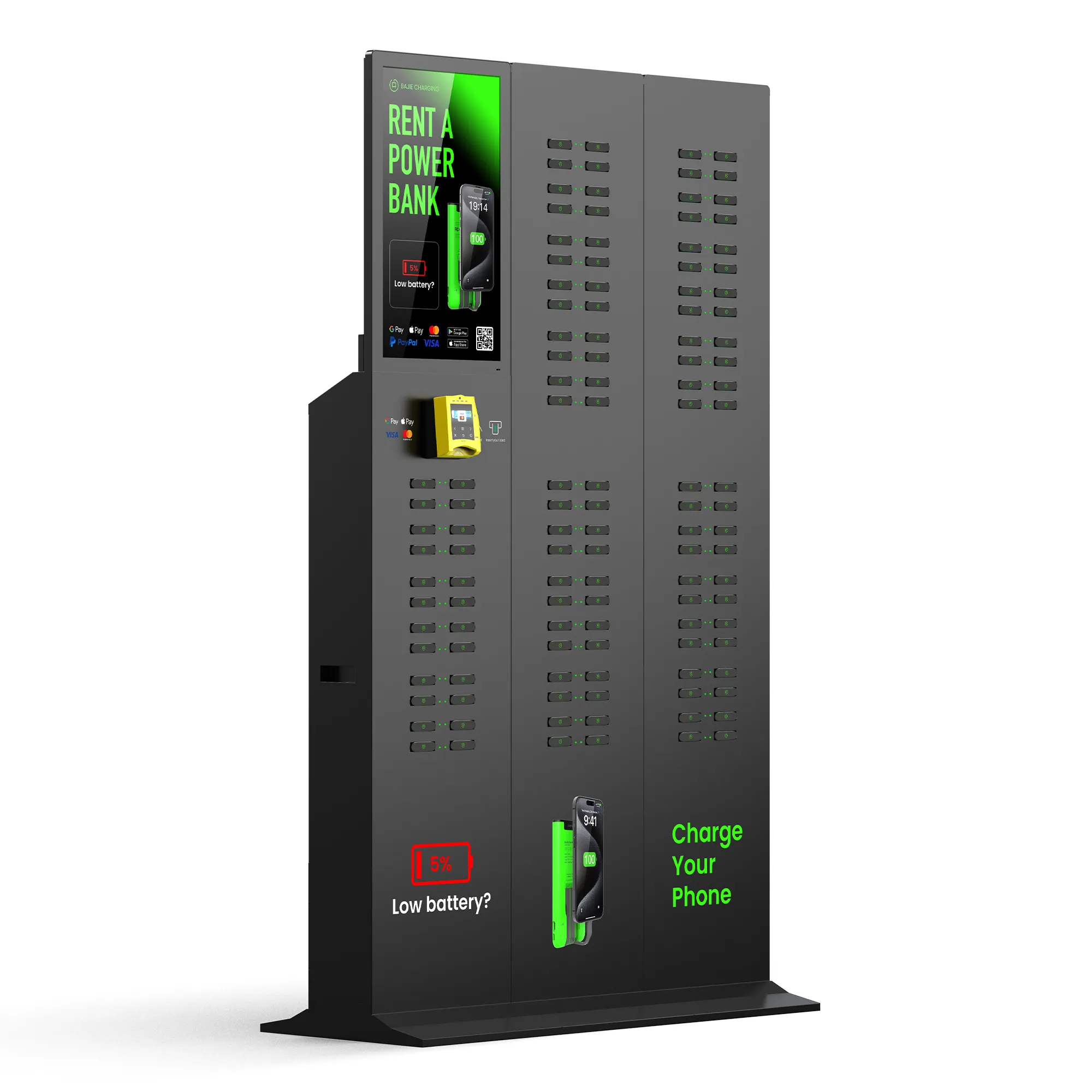 ​​120-Slot Power Bank Station With Advertising Screen​​