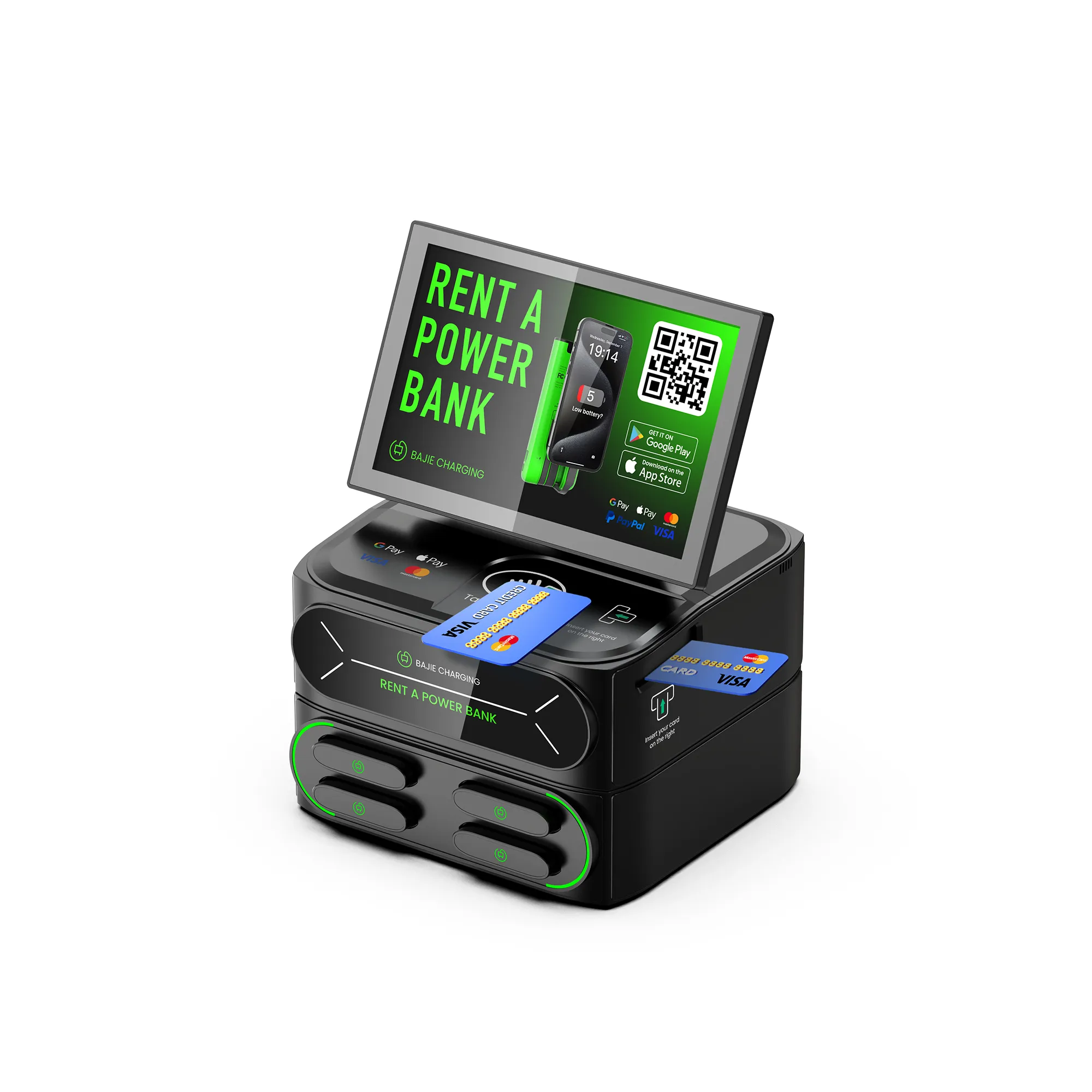 4-Slot Stackable Shared Power Bank Station