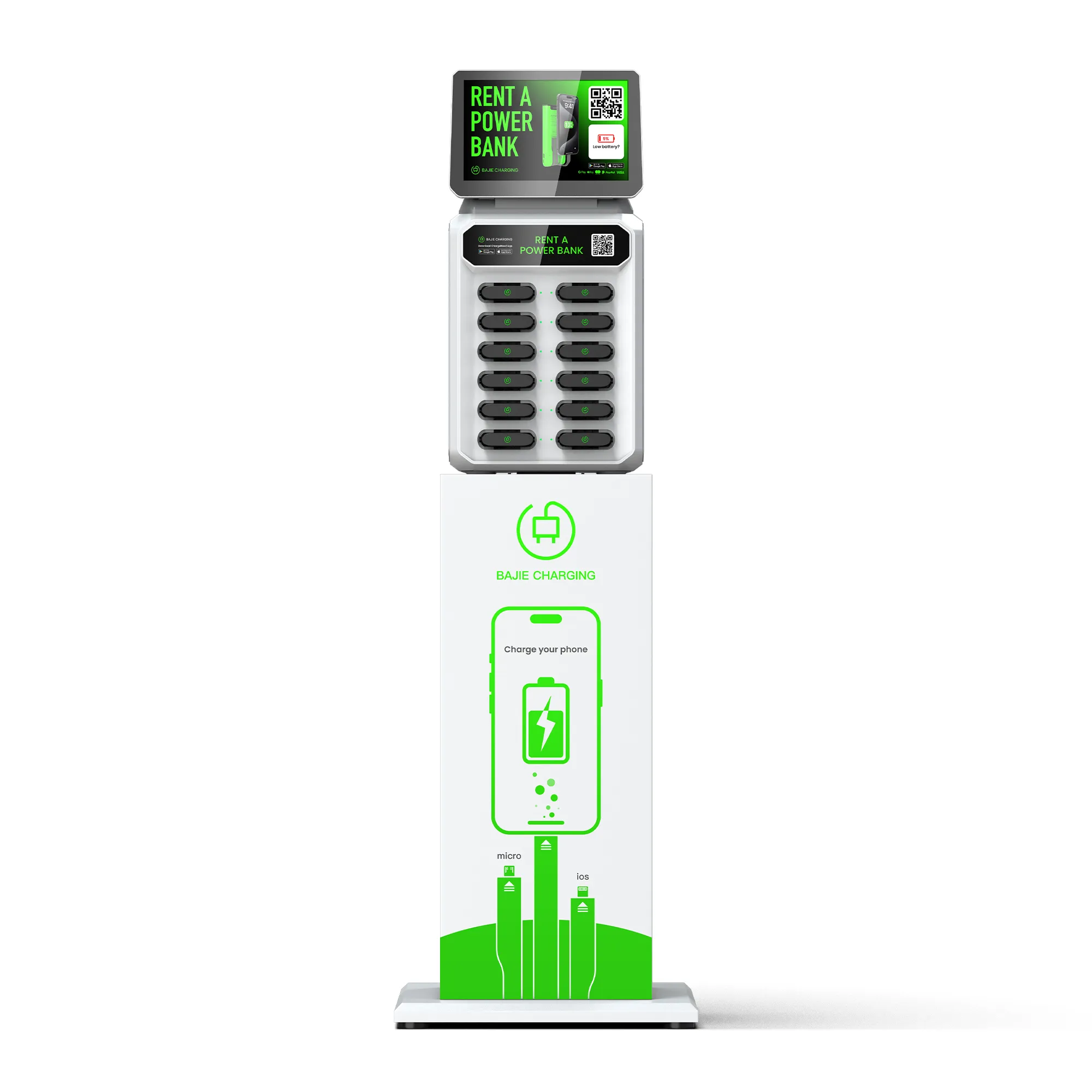 12-Slot Desktop Power Bank Kiosk Display Rack​​