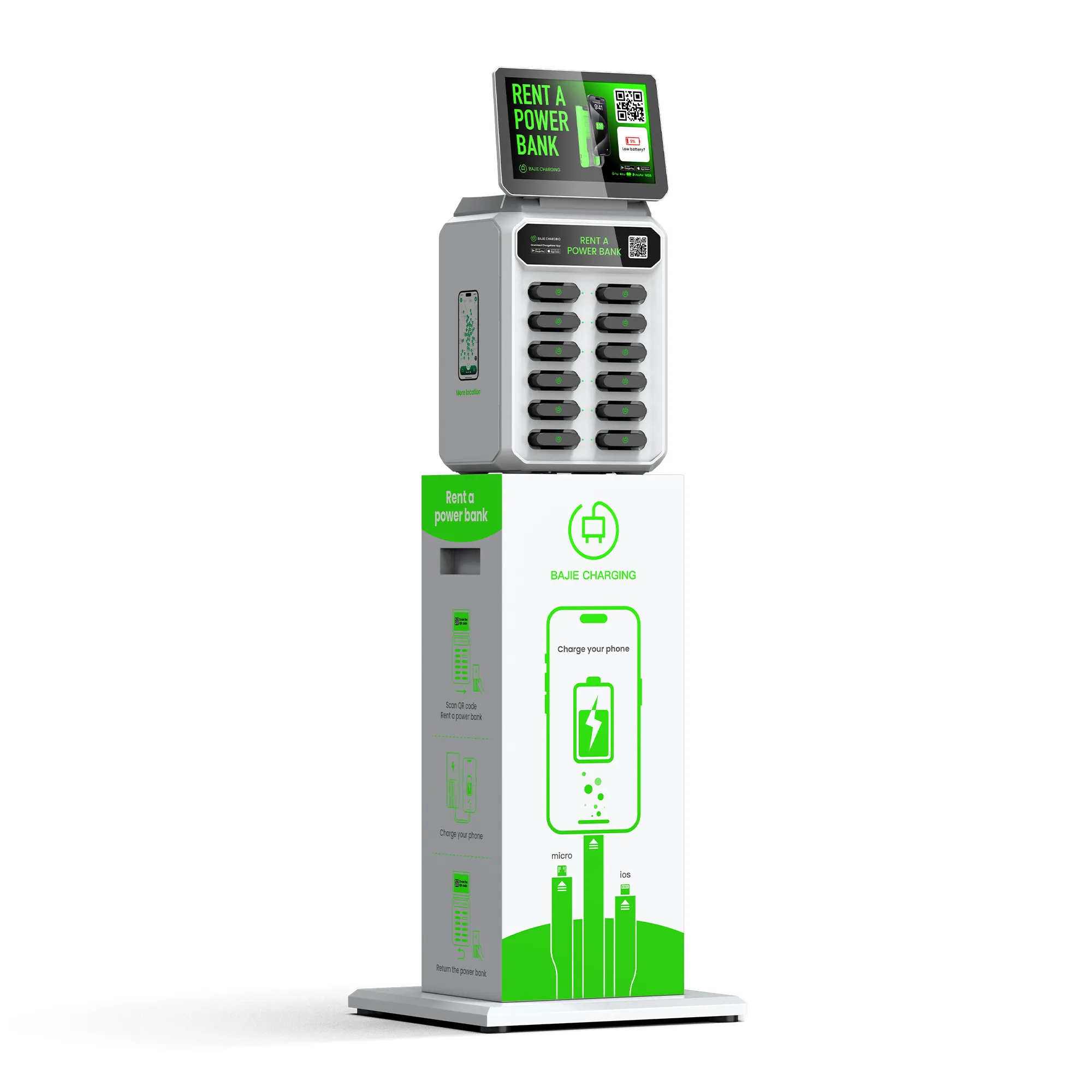 ​​12-Slot Power Bank Rental Machine With Screen