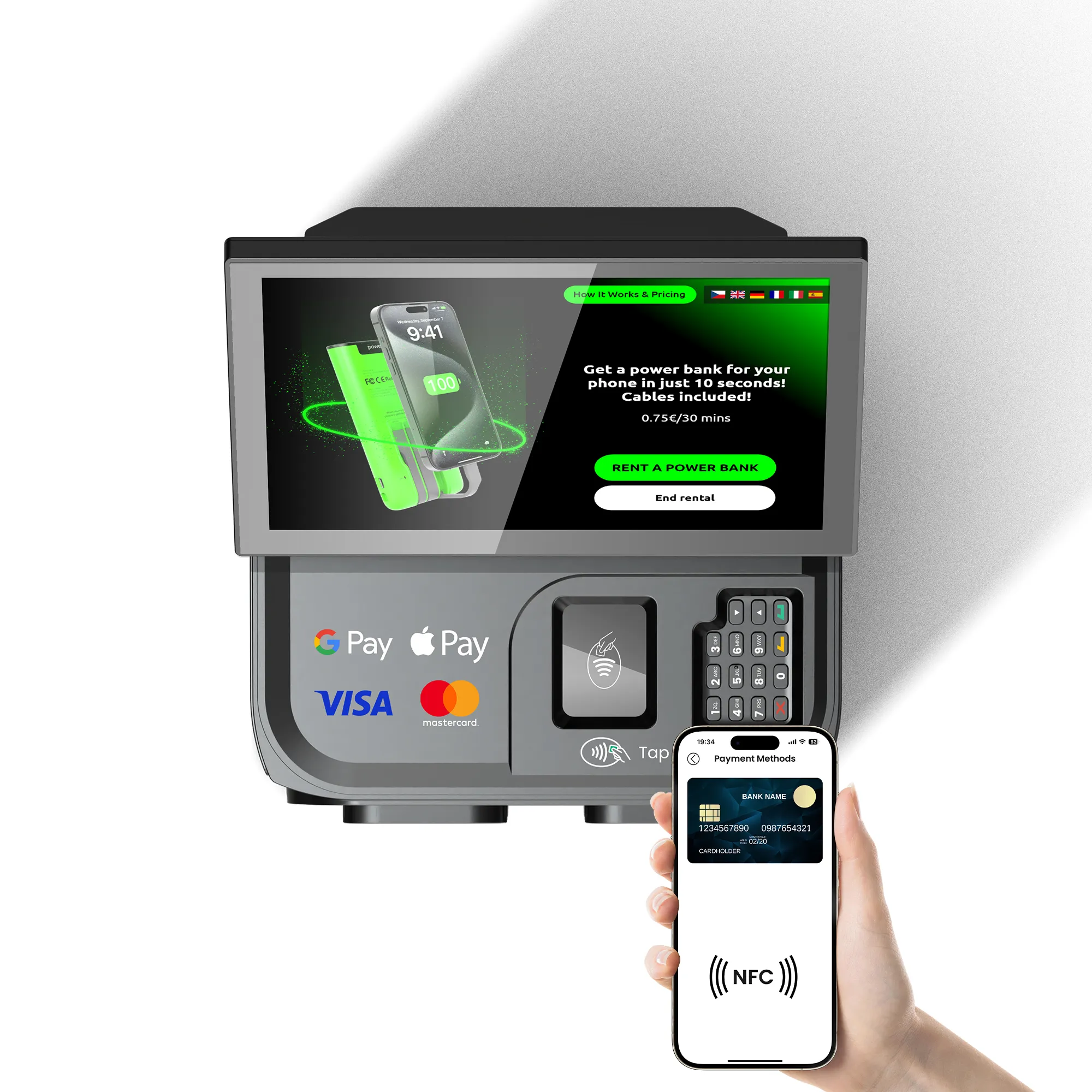 12-Slot Power Bank Station (Touch Screen & POS)