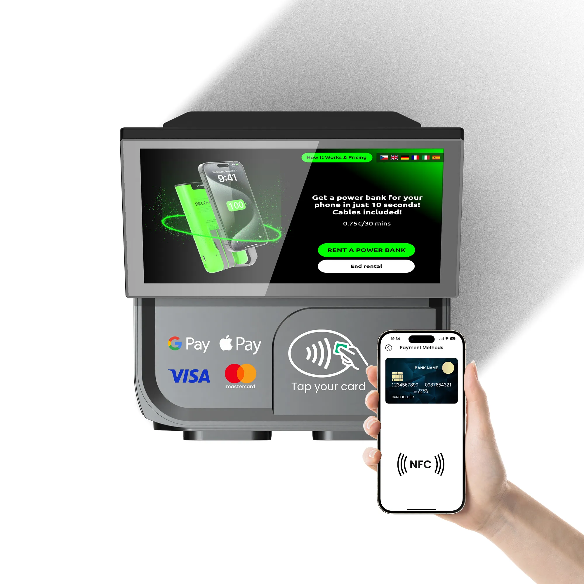 8-Slot Smart Charging Station (Touch Screen & POS)